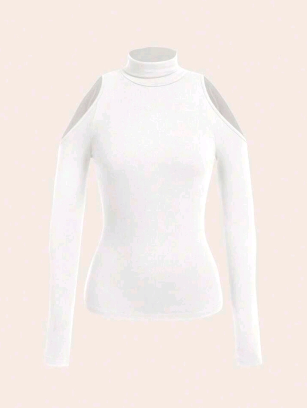 SHEIN White Cold-Shoulder Mock Neck Long Sleeve Top - Picture 3 of 9